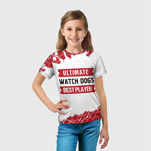 Детская футболка Watch Dogs: красные таблички Best Player и Ultimat / 3D-принт – фото 5