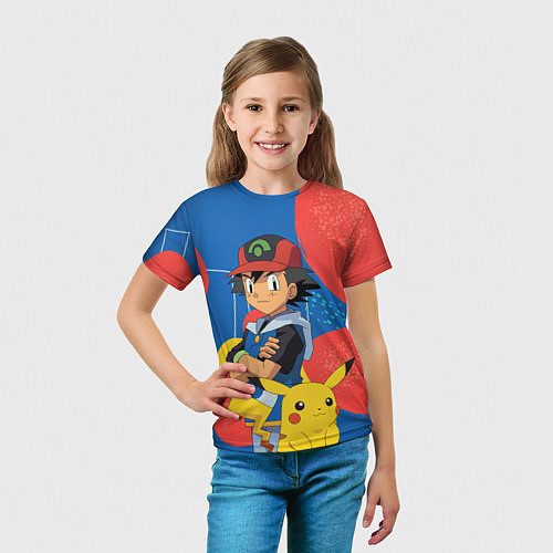 Детская футболка Эш Кетчум с другом Покемоном / 3D-принт – фото 5