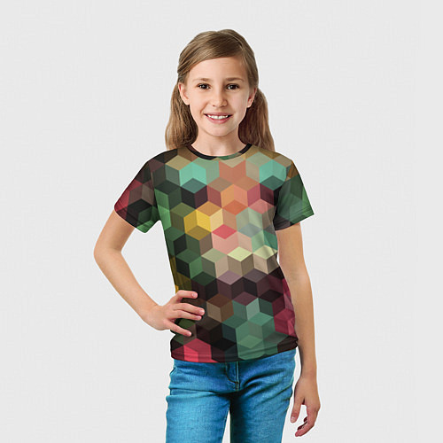 Детская футболка Разноцветный геометрический узор 3D / 3D-принт – фото 5