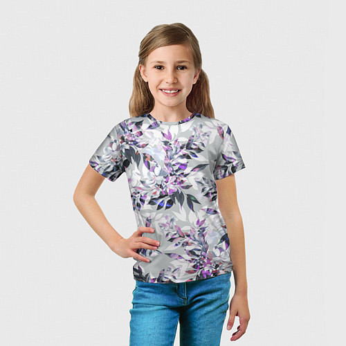 Детская футболка Цветы Серый Букет / 3D-принт – фото 5
