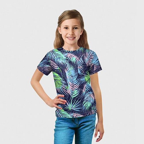 Детская футболка Разноцветные Листья Пальм / 3D-принт – фото 5