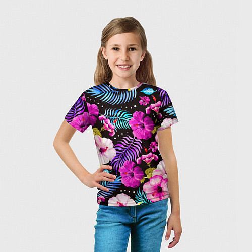 Детская футболка Floral pattern Summer night Fashion trend / 3D-принт – фото 5