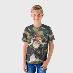 Футболка детская Черный клевер - Аста, цвет: 3D-принт — фото 2