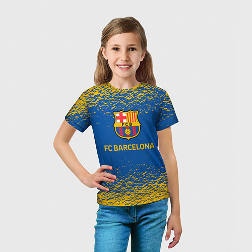 Детская футболка Barcelona желтые брызги / 3D-принт – фото 5