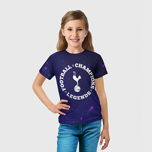 Детская футболка Символ Tottenham и круглая надпись Football Legend / 3D-принт – фото 5