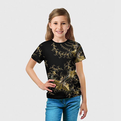 Детская футболка Черный с золотым фрактал мини Абстракция / 3D-принт – фото 5