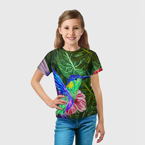 Детская футболка Колибри живопись / 3D-принт – фото 5