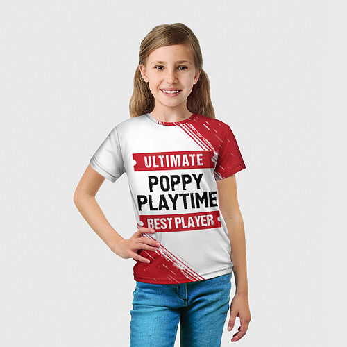 Детская футболка Poppy Playtime: красные таблички Best Player и Ult / 3D-принт – фото 5
