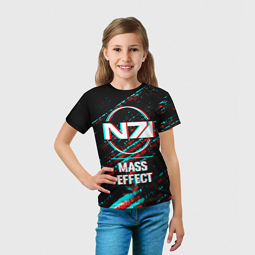 Детская футболка Mass Effect в стиле Glitch Баги Графики на темном / 3D-принт – фото 5