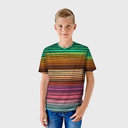 Футболка детская Multicolored thin stripes Разноцветные полосы, цвет: 3D-принт — фото 2