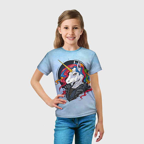 Детская футболка Единорог в косухе / 3D-принт – фото 5