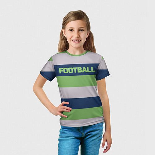 Детская футболка Цветные полосы текст футбол Text football colored / 3D-принт – фото 5