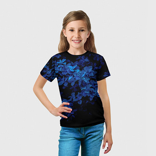 Детская футболка BLUE FLOWERS Синие цветы / 3D-принт – фото 5