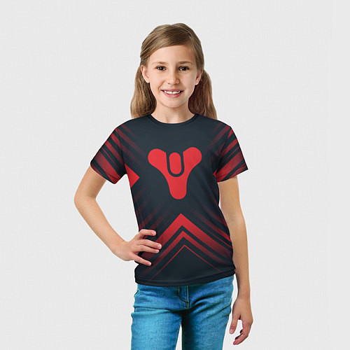 Детская футболка Красный Символ Destiny на темном фоне со стрелками / 3D-принт – фото 5