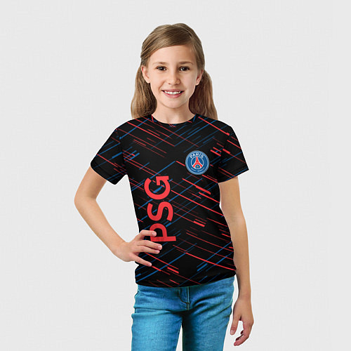 Детская футболка Psg красные синие чёрточки / 3D-принт – фото 5