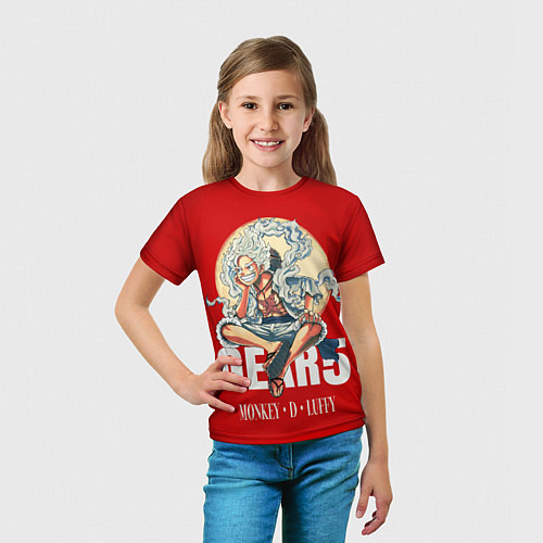 Детская футболка ЛУФФИ 5 ГИР ONE PIECE На луне / 3D-принт – фото 5