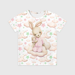Футболка детская Зайка на облачке на белом, цвет: 3D-принт