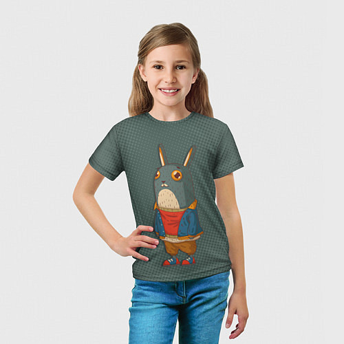 Детская футболка Задумчивый кролик / 3D-принт – фото 5