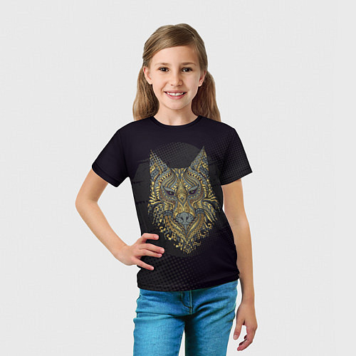 Детская футболка Голова волка с узорами / 3D-принт – фото 5