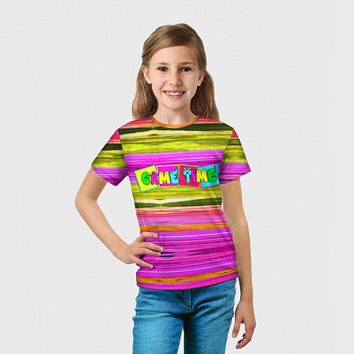 Детская футболка Game time Абстрактный полосатый узор / 3D-принт – фото 5