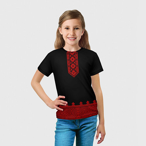 Детская футболка Черная славянская рубаха / 3D-принт – фото 5