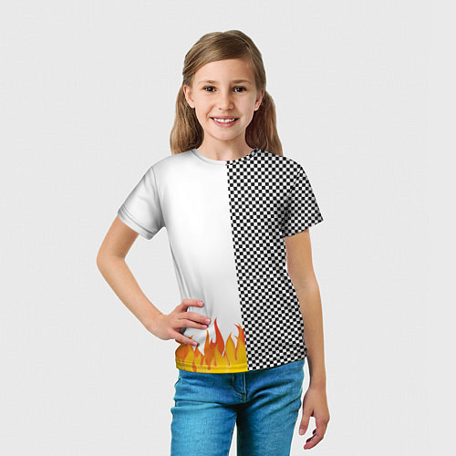 Детская футболка Шахматаня клетка с огнём / 3D-принт – фото 5