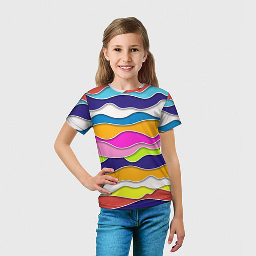 Детская футболка Разноцветные волны Летний паттерн / 3D-принт – фото 5