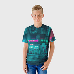 Футболка детская Неоновые улицы - Светло-синий, цвет: 3D-принт — фото 2