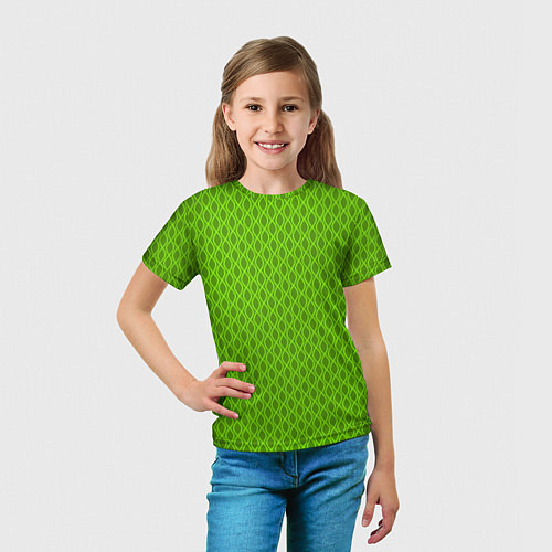 Детская футболка Зеленые ячейки текстура / 3D-принт – фото 5