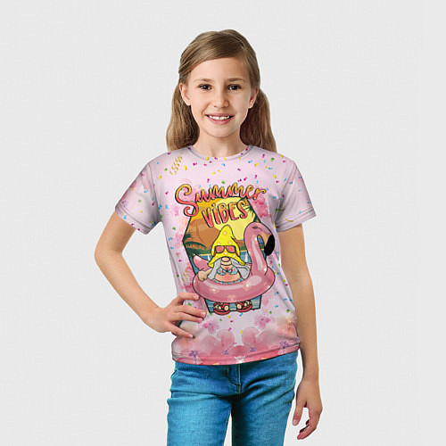 Детская футболка Лето - гном в круге для плавания / 3D-принт – фото 5