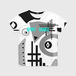 Детская футболка SPORT GAMES черно-белый абстрактный узор