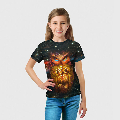 Детская футболка Космический взгляд совы / 3D-принт – фото 5