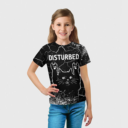 Детская футболка Группа Disturbed и Рок Кот / 3D-принт – фото 5