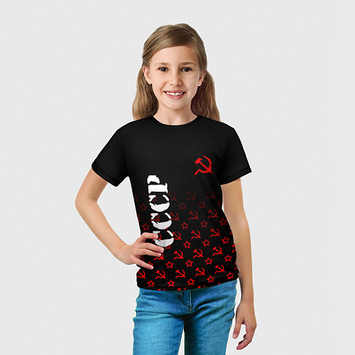 Детская футболка Серп и молот - ссср - паттерн / 3D-принт – фото 5