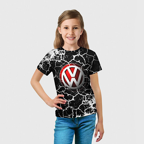 Детская футболка Volkswagen Трещины / 3D-принт – фото 5