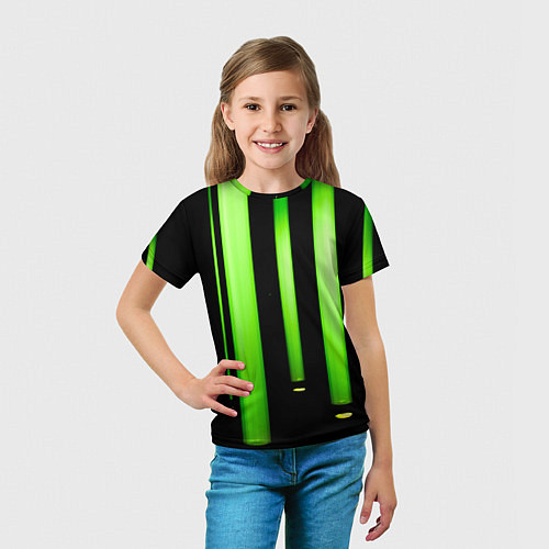 Детская футболка Абстрактные неоновые колбы с кислотой - Зелёный / 3D-принт – фото 5