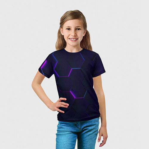 Детская футболка Фигурный фиолетовый фон / 3D-принт – фото 5