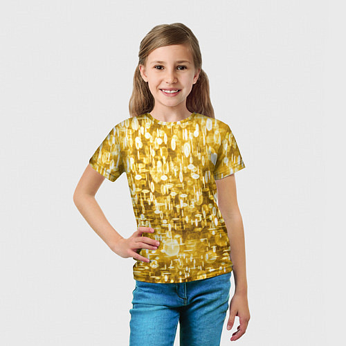 Детская футболка Абстрактное множество золотых огней - Яркожёлтый / 3D-принт – фото 5