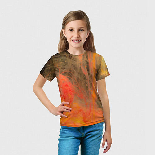 Детская футболка Абстрактное множество красок - Оранжевый / 3D-принт – фото 5