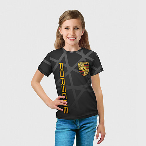 Детская футболка PORSCHE : ГЕОМЕТРИЧЕСКИЕ ЛИНИИ / 3D-принт – фото 5