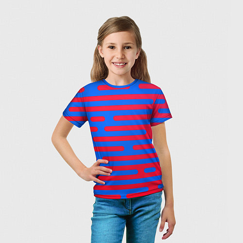 Детская футболка Красно-синие полосы / 3D-принт – фото 5