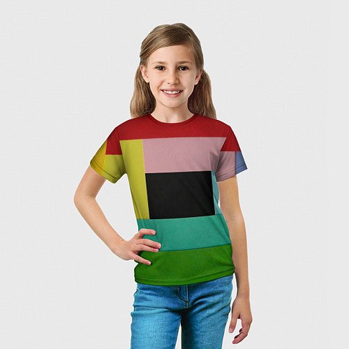 Детская футболка Абстрактные геометрические прямоугольники - Чёрный / 3D-принт – фото 5