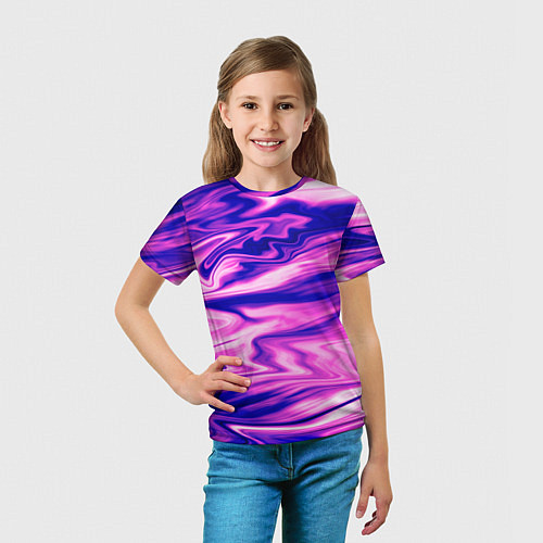 Детская футболка Розово-фиолетовый мраморный узор / 3D-принт – фото 5