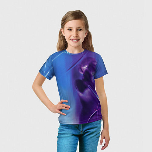 Детская футболка Абстрактные краски и тень - Синий / 3D-принт – фото 5
