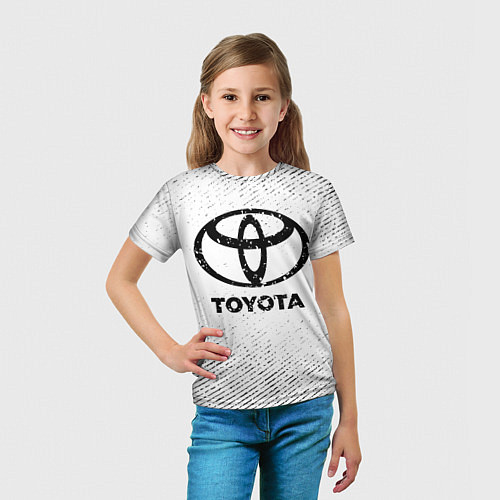 Детская футболка Toyota с потертостями на светлом фоне / 3D-принт – фото 5