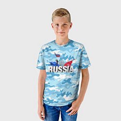 Футболка детская Russia: синий камфуляж, цвет: 3D-принт — фото 2