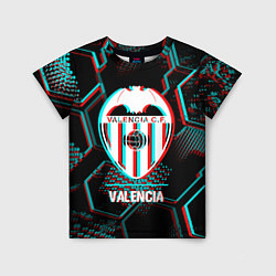 Футболка детская Valencia FC в стиле glitch на темном фоне, цвет: 3D-принт