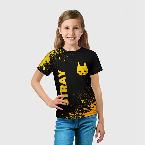 Детская футболка Stray - gold gradient: символ и надпись вертикальн / 3D-принт – фото 5
