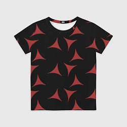 Футболка детская Red Stars - Красные треугольные объекты в чёрном п, цвет: 3D-принт