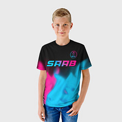 Футболка детская Saab - neon gradient: символ сверху, цвет: 3D-принт — фото 2